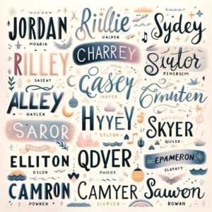 A collage of gender-neutral names for girls