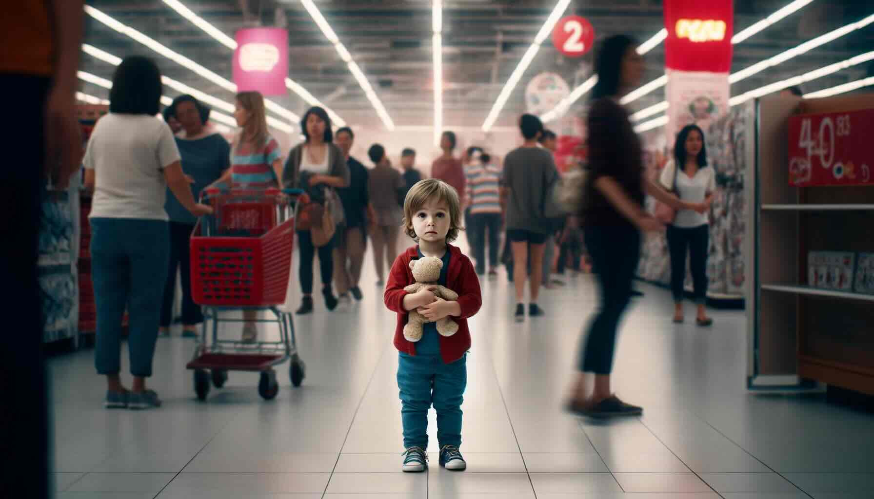 a child lost in a store while shopping